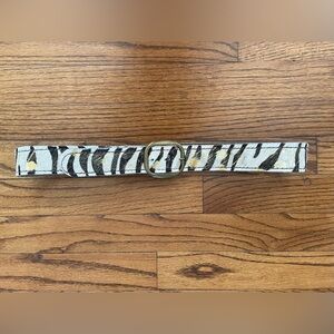 Cowhide Zebra Print and Metallic Gold Belt Women’s Size Medium 40” LIKE NEW